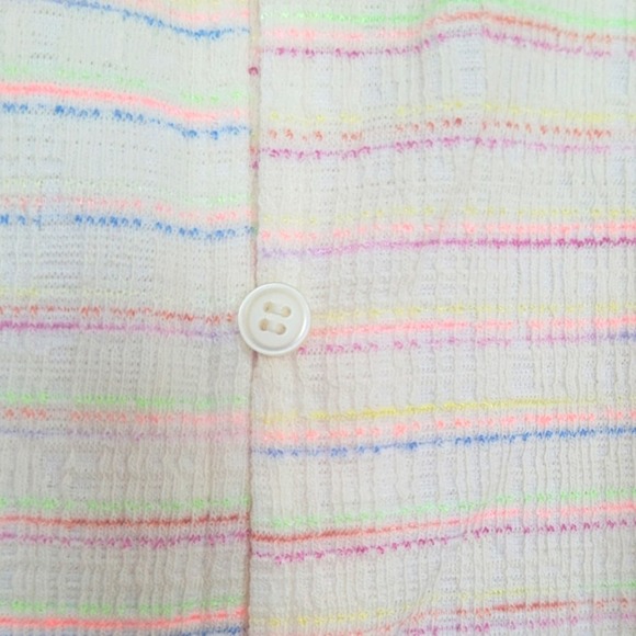 Loft Bow Strap Button Flounce Dress Ivory Multi Size XL - Picture 8 of 12